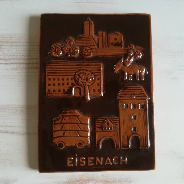 Deko Fliese 70er - Kachel Bild Eisenach - Wartburg - Esel / Dekofliese / Tonfliese / Wandbild / Wandfliese / Wanddeko 70s Wohnzimmer Flur