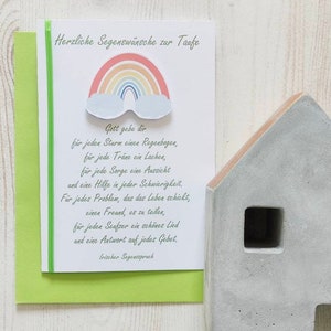 Patenbrief Glückwunschkarte Taufe Regenbogen Spruch/ besondere 3D Karte grün/ Taufkarte Pate Patenkind Mädchen Junge/ Irischer Segensspruch