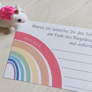 Wunschkarten Regenbogenfarbe Wunschtext Datum personalisierbar/ Ballonkarten Name/ Ich wünsche Dir Euch/ Hochzeit Geburtstag Taufe Kommunion