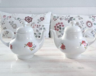 Paar Vintage Kaffeekannen Porzellan 50er 60er Blumendekor bunt - DDR Kaffeegeschirr sixties - Teekanne Kakaokanne - antikes Kaffeeservice