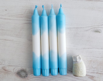 Dip dye candles blue light blue/stick candles set of 4/Raysin candlestick/maritime decoration white/gift mom sister girlfriend