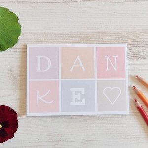 Karte Klappkarte Danke/ Dankeskarte rosa pastell/ Dankeschön Hochzeit Taufe Konfirmation Kommunion Geburtstag Einschulung/ Herzlichen Dank
