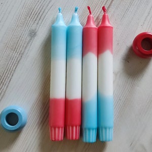 Dip Dye candles blue red/stick candle candlesticks set of 4/Raysin candlestick/gift mom sister daughter friend colleague teacher image 1