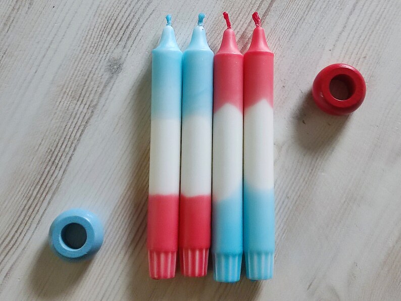 Dip Dye candles blue red/stick candle candlesticks set of 4/Raysin candlestick/gift mom sister daughter friend colleague teacher image 1