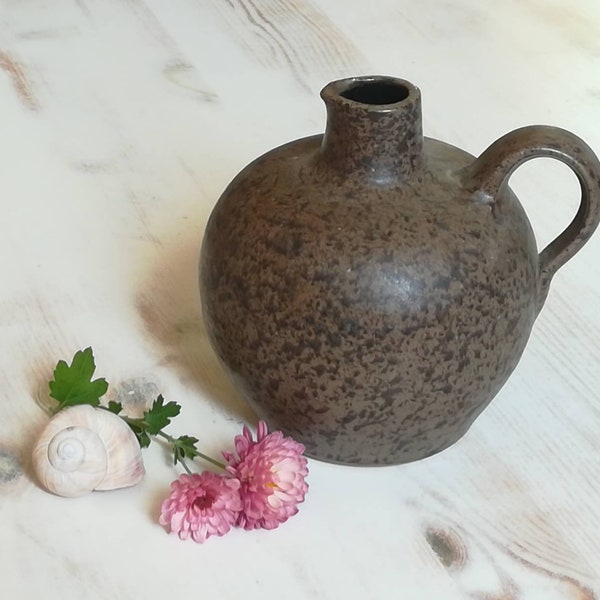 Zeitlose erdfarbene midcentury Keramik Vase hochwertiges Retro Steingut 1960er Jahre