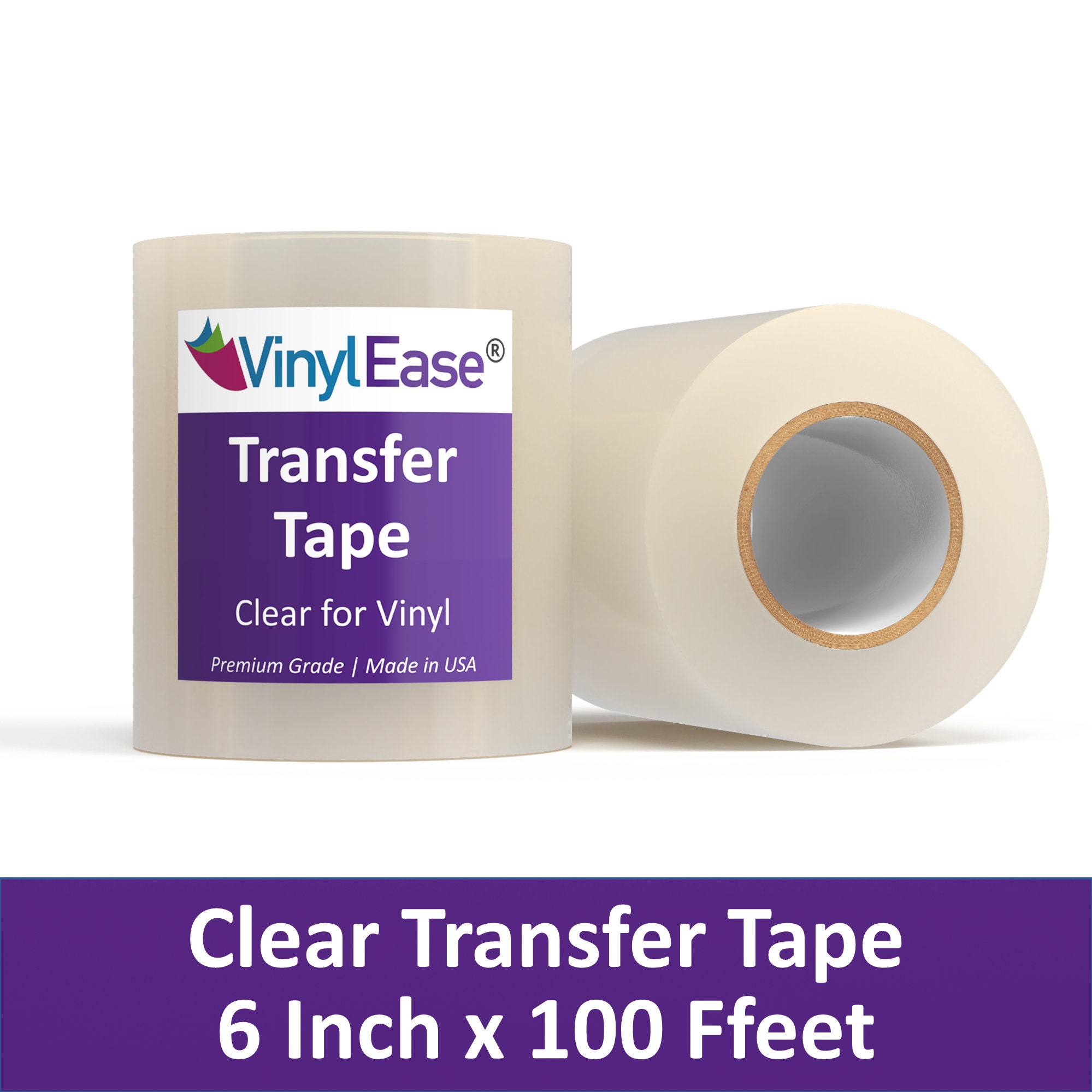 Vinyl Ease 12 inch x 300 feet roll of Clear Vinyl Transfer Tape with a HIGH  Tack Layflat Adhesive. American Made Application Tape for Craft Cutters