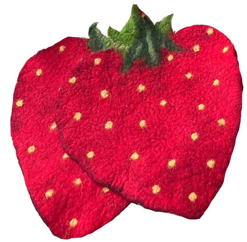 Strawberry pot holders felt image 1