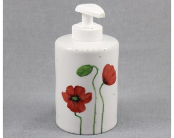 Distributeur de savon « graines de pavot », porcelaine, peint à la main