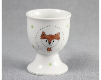 Tasse à oeufs « renard » porcelaine petit déjeuner peint à la main