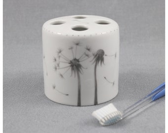 Porte-brosse à dents « Pusteblume » en porcelaine, peint à la main