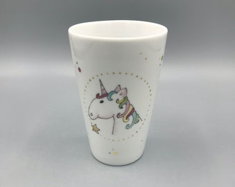 Brosse à dents tasse « Licorne » porcelaine, peinte à la main, soins dentaires