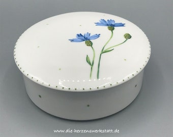 Boîte "Bleuet", porcelaine peinte à la main, boîte en porcelaine