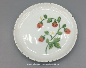Mini plate "wild strawberry" porcelain, hand-painted, plate, plate, shelf, ring bowl, strawberry