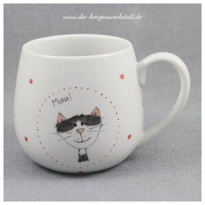 Mug cuddly cup Meow with cat porcelain, hand-painted image 5