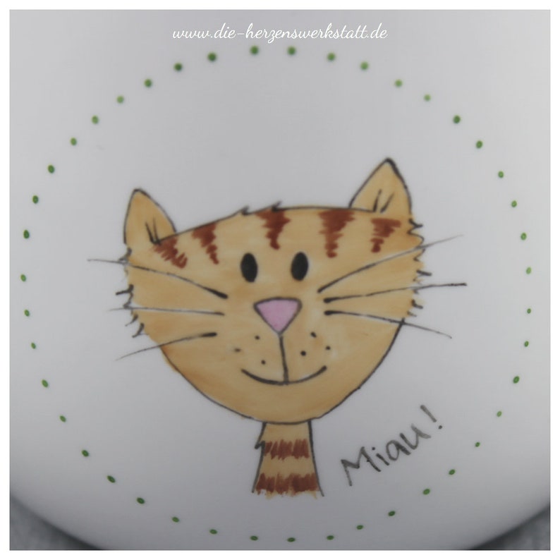 Mug cuddly cup Meow with cat porcelain, hand-painted image 10