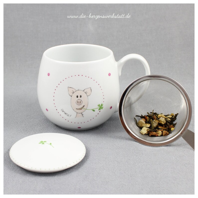 Tasse Schwein Kuschelbecher Becher Grunz Porzellan, handbemalt Bild 6