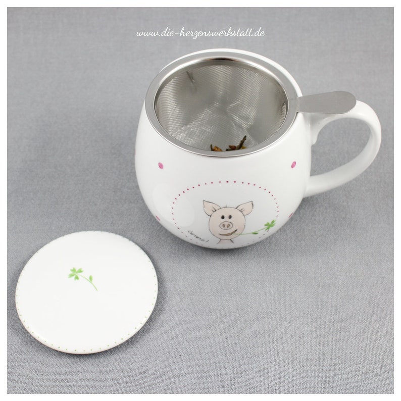 Tasse Schwein Kuschelbecher Becher Grunz Porzellan, handbemalt Bild 8