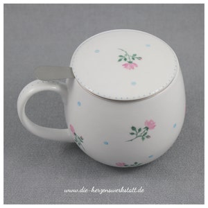 Becher Vintage-Röschen Tasse Porzellan handbemalt Kuschelbecher Rosen Streublümchen Bild 5
