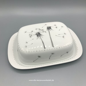 Butterdose &quot;Pusteblume&quot; Porzellan handbemalt