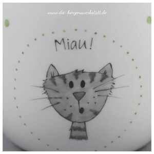 Mug cuddly cup Meow with cat porcelain, hand-painted image 7