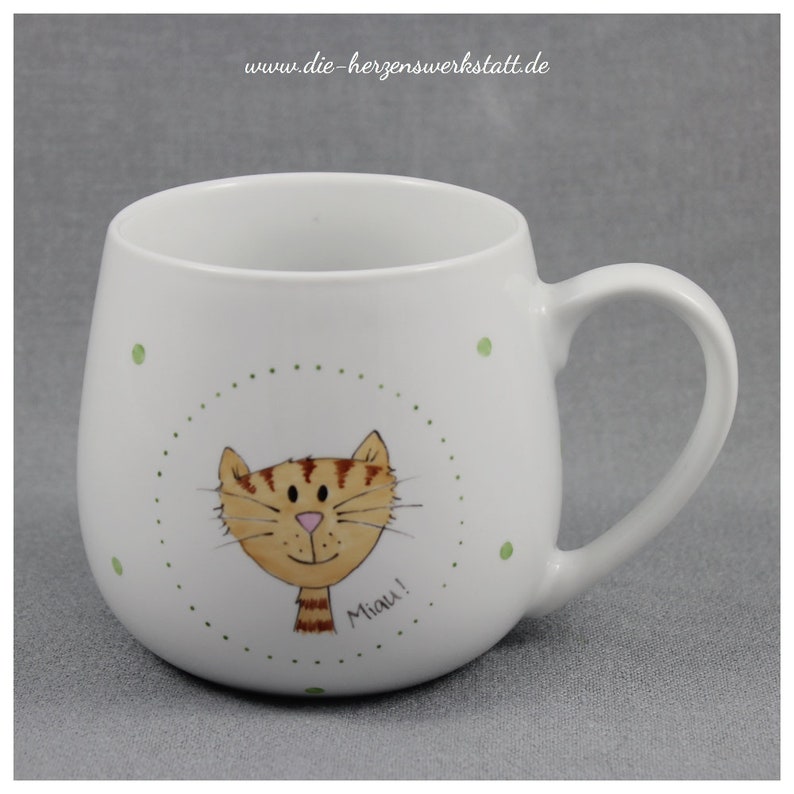 Mug cuddly cup Meow with cat porcelain, hand-painted image 8