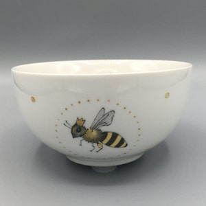 Kom, muesli kom "Queen Bee", porselein, handgeschilderd, kom, bij, imker