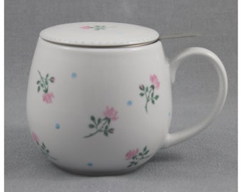 Becher "Vintage-Röschen" Tasse Porzellan handbemalt Kuschelbecher Rosen Streublümchen