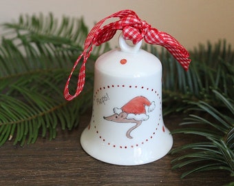 handbemalte Porzellan-Glocke "Weihnachtsmaus"