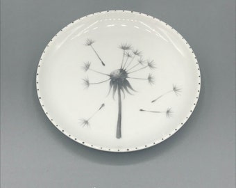 Mini assiette « Pusteblume » porcelaine, peinte à la main, assiette, assiette, étagère, bol à anneaux, pissenlit