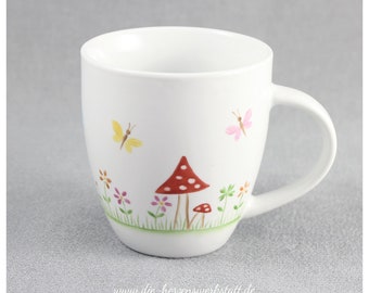 Tasse pour enfants « Lucky Mushroom » en porcelaine, tasse peinte à la main