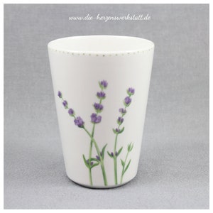 Toothbrush cup Lavender porcelain, handpainted image 4
