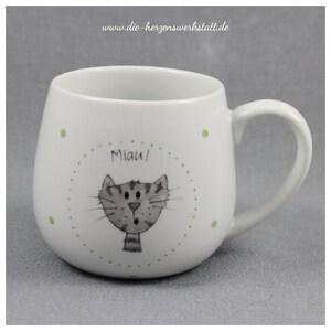 Mug cuddly cup Meow with cat porcelain, hand-painted image 6