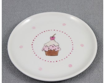 Mini plate "Cupcake" / "Muffin" porcelain hand-painted plate plate