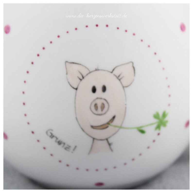 Tasse Schwein Kuschelbecher Becher Grunz Porzellan, handbemalt Bild 5