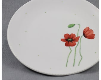 Plate "poppy seed" porcelain hand-painted breakfast plate dessert plate