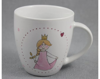 Tasse de tasse pour enfants « Princesse » en porcelaine, peinte à la main