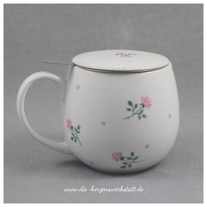 Becher Vintage-Röschen Tasse Porzellan handbemalt Kuschelbecher Rosen Streublümchen Bild 6