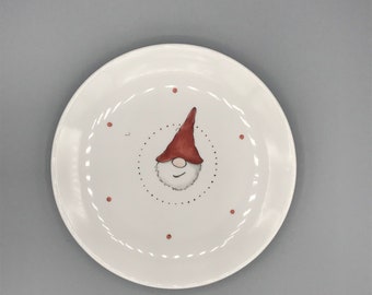 Assiette « Wichtel », Tomte, assiette petit-déjeuner, env. 19 cm, porcelaine peinte à la main