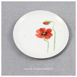 Miniplate "Mohn" Porcelain, hand-painted, plate, small plate, shelf, ring bowl