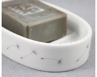 Soap dish "Pusteblume" porcelain, hand-painted, soap