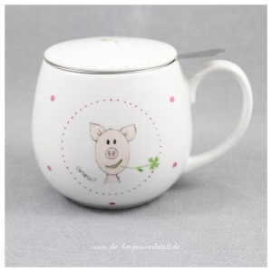 Tasse Schwein Kuschelbecher Becher Grunz Porzellan, handbemalt Bild 7