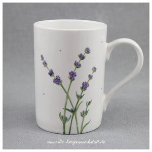 Cup straight shape lavender porcelain hand painted mug 280ml
