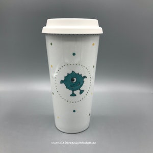 Coffee-to-go mug &quot;Monster&quot;, porcelain, hand-painted