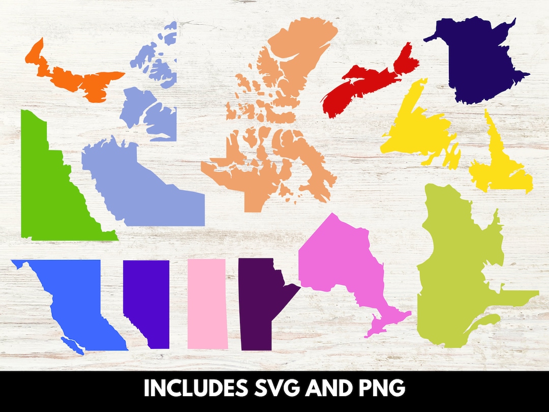 Canada Provinces SVG, Provinces and Territories, Cut File Design