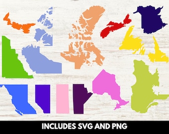 Canada Provinces SVG, Provinces and Territories, Cut File Design, Commercial Use, Canadian Provinces PNG, Ontario, Quebec, Nova Scotia, NFLD