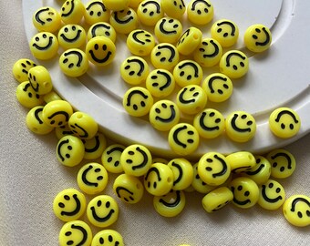 100 Stück Smiley Perlen gelb ca 7mm