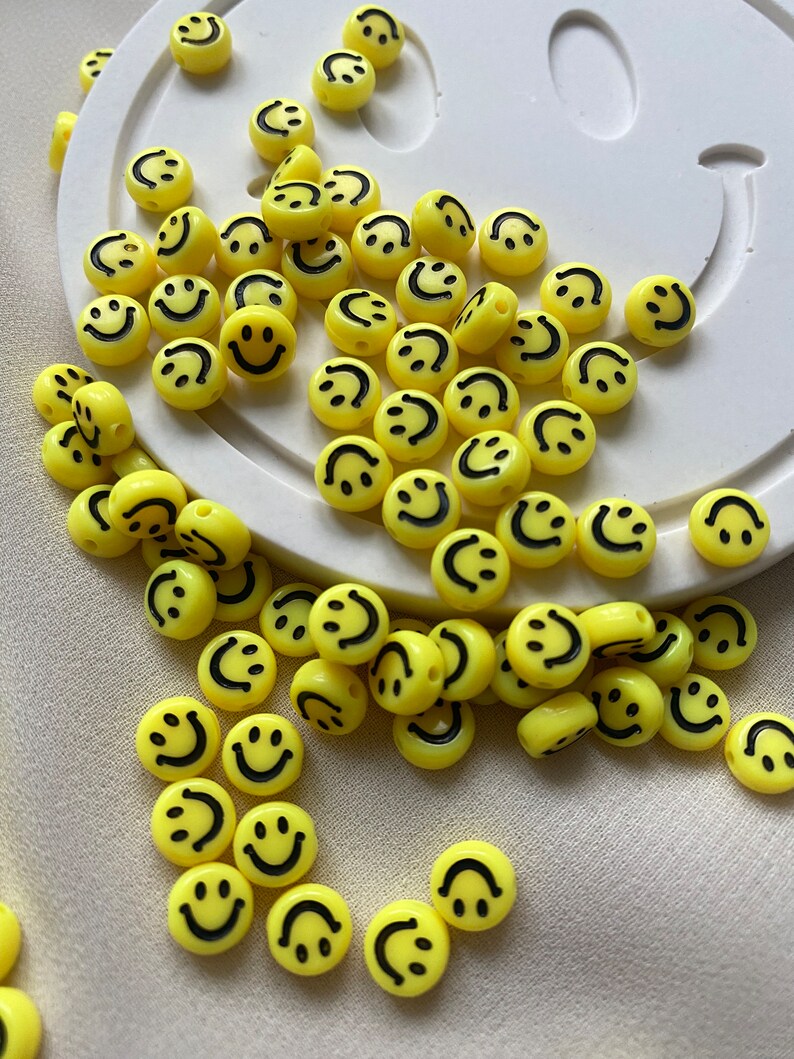 100 Stück Smiley Perlen gelb ca 7mm Bild 1