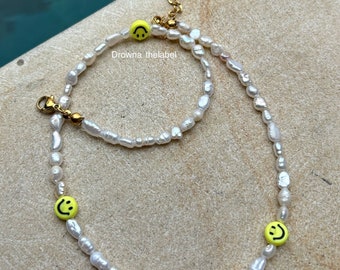 Necklace “Madrid” made of freshwater pearls with smileys Freshwater pearl smiley necklace