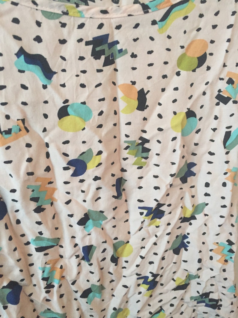 Early 90s Pastel Pink Geometric Kawaii Breezy Blouse