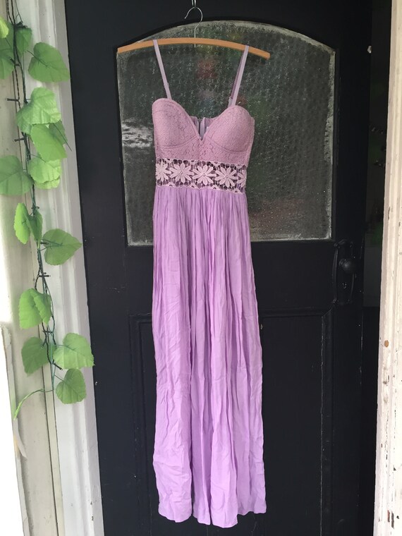 lilac lace maxi dress